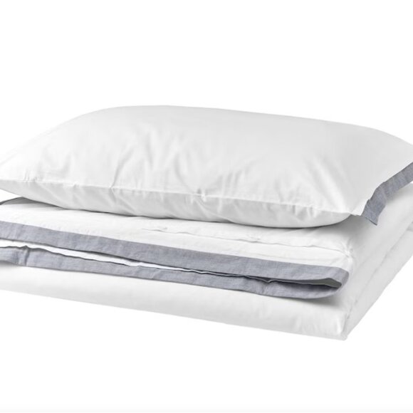 TATELSMYGARE Duvet Cover and Sham, Twin, Blue and White - Picture 1 of 6